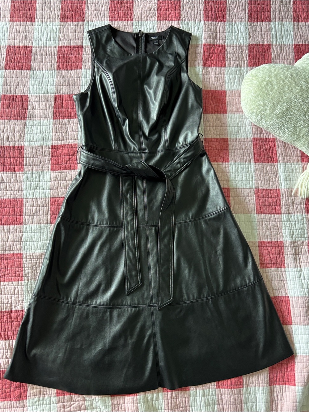 Simply Vera Vera Wang Black Faux Leather Belted A-Line Dress